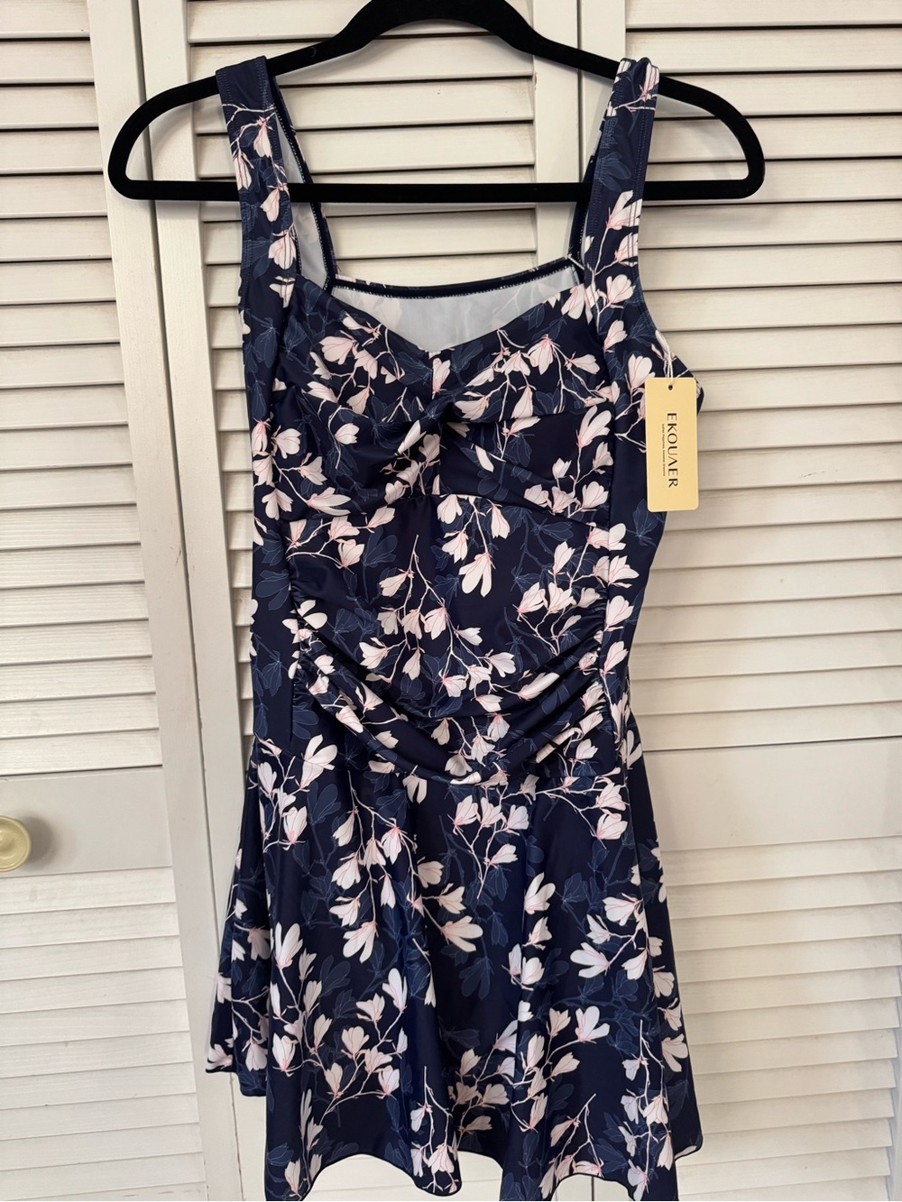 NWT Ekouaer Swim Dress One Piece Bathing Suit Skirted Swimsuits  S-Large